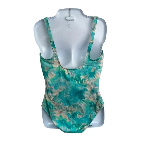 NWOT Johnny Was Calme Aqua Keys Turquoise Tie Dye One Piece Tank Swimsuit SZ XL - Picture 5 of 8